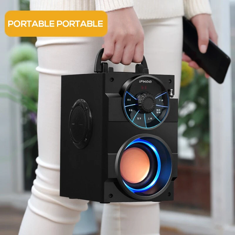 IFKOO S37 портативный Bluetooth динамик большой мощности бас FM TF AUX открытый номер ПК телефон пульт дистанционного управления музыка беспроводной сабвуфер