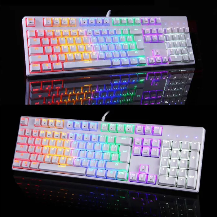 USB Проводная игровая механическая клавиатура RGB подсветка 104 ключи против ореолов UY8