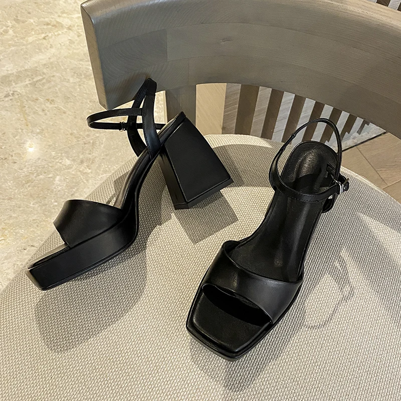 QUTAA Women Pumps Spring Summer All Match Square High Heel Wedding Shoes Ladies Sandals Size 34-42