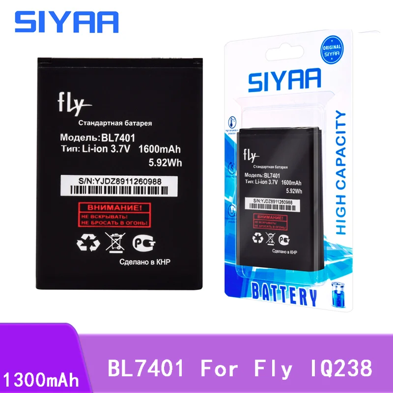 Оригинальный аккумулятор для телефона SIYAA BL7401 BL 7401 сменные батареи Fly IQ238 Iq238 1300