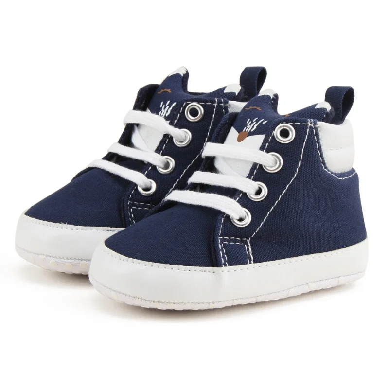 

2018 Cartoon Fox Toddler Shoes 0-1Y Soft Bottom Baby Shoes First Walkers Newborn Girls Boys Shoes Lace-Up Canvas Sports Sneakers