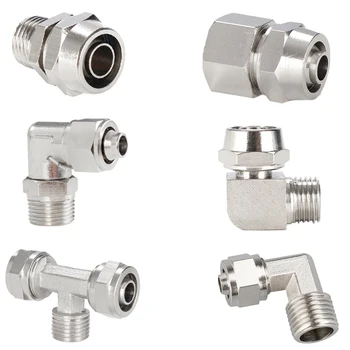 

Pneumatic connector nickel-plated copper external thread 1/8 1/4 3/8 1/2 3/4 trachea quick connector 6 8 10 12 14 16mm