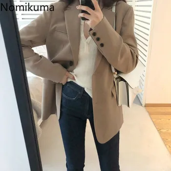 

Nomikuma 2020 Spring Autumn Vintage Blazer Jacket Korean Work Wear OL Blazers Fashion Single Breasted Pocket Slim Coat 3Z003