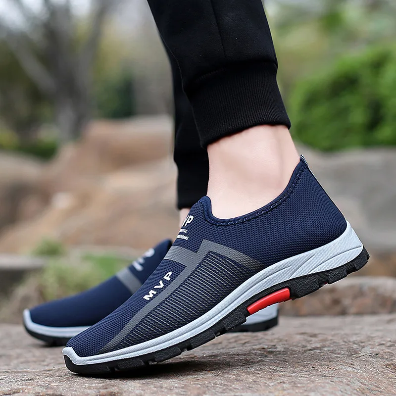 Mesh Running Shoes One Foot Men's Old Beijing Sneakers Breathable Casual Non-slip Sport Shoes Men Single Shoe Walking Low-top