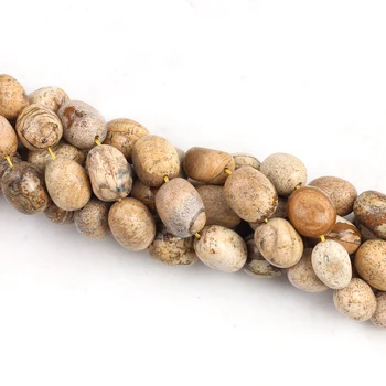 

15*22mm Natural Oval Picture Stone Loose Spacer Beads For Jewelry Making DIY Necklace Bracelet Accessories 15'' Charms Beads