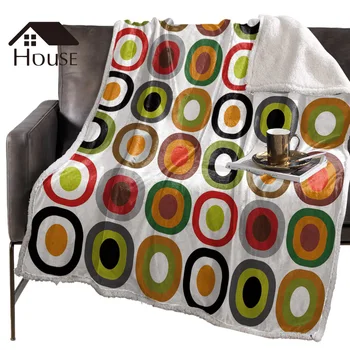 

BIGHOUSES Throw Blanket Geometric Polychromatic Circle Fleece Blankets Personalized Blankets Bedclothes