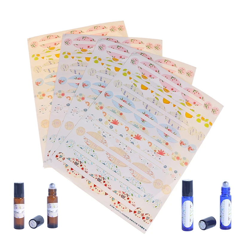 

4Sheets/Set Fancy Kraft Paper Labels Sticker Essential Oil Perfume Essence Lotion Cosmetic Cream Bottle Kraft Label Stickers