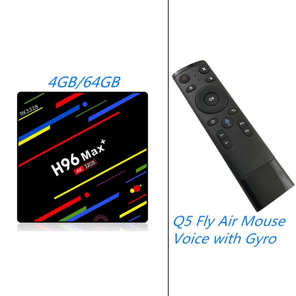 4GB 64GB Add Q5G MAAT Android 9,0 RK3328 Смарт ТВ приставка 4 Гб ОЗУ 32 Гб 64 Гб H96 Макс Плюс четырехъядерный телеприставка USB 3,0 2,4G Wifi H.265 медиаплеер - Цвет: 4GB 64GB Add Q5G