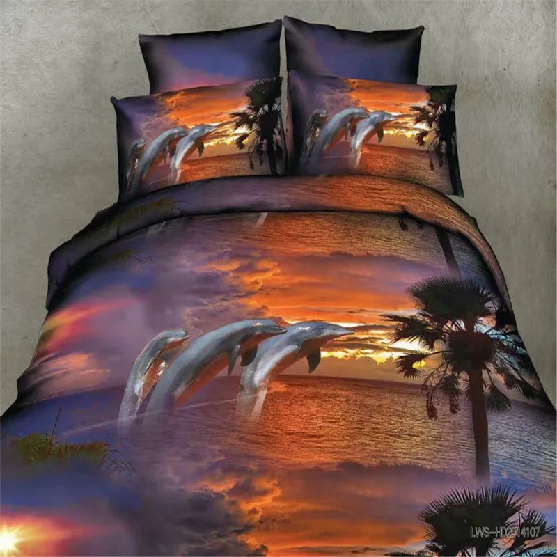 Set Biancheria Da Letto 3D Dolphins Queen Singolo Piumino/Doona Copriletto Federe Set Biancheria Da Letto