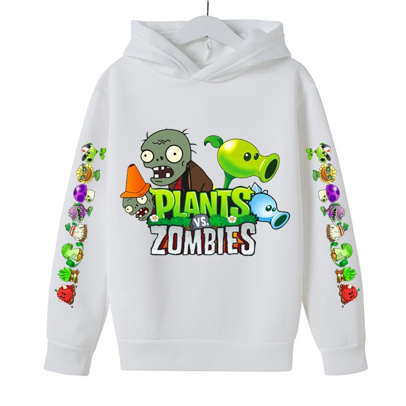 Zombies Pullover Boy Sudadera con Capucha de otoño Simples Tapas Populares Camiseta de los niños Impreso de Manga Larga niños y niñas Plants vs