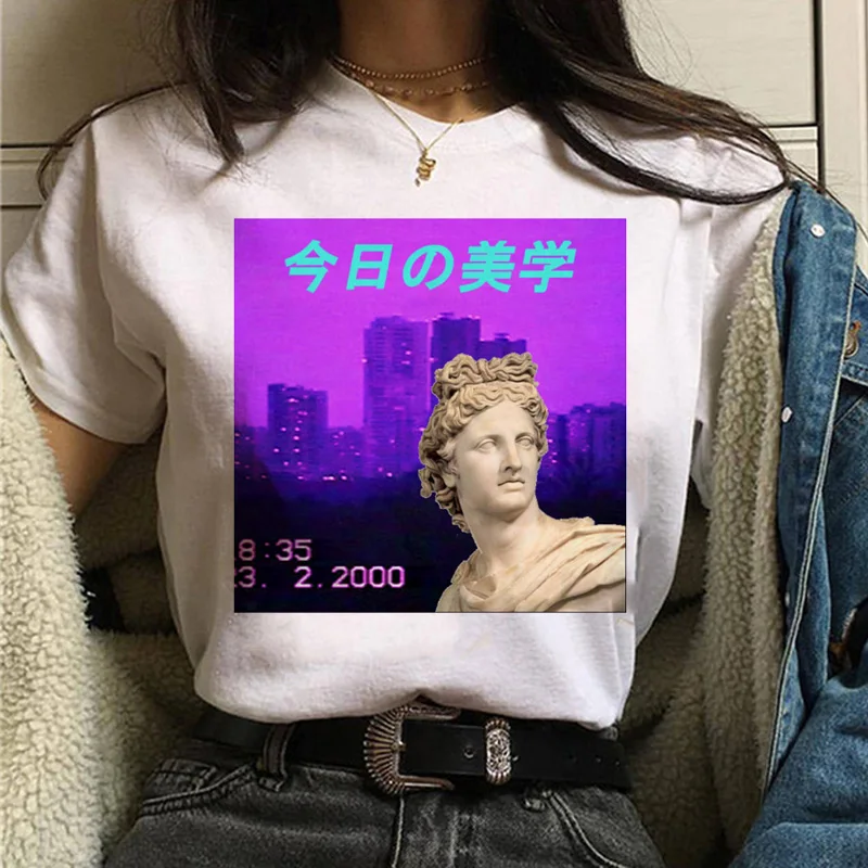 Эстетическая футболка vaporwave Michelangelo Женская модная новая футболка harajuku Повседневная Корейская стильная графическая футболка в стиле хип-хоп женская