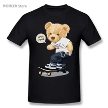 

Personality Cartoon Skateboard Teddy Bear T Shirt Casual Man/women Tee T-Shirt Short Sleeve Cotton Tshirt