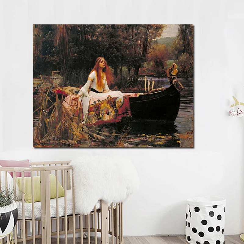

Classical Oil Painting The Lady Shalott Picture Portrait Oil Painting Prints on Canvas Scandinavian Wall Art Home Decor Cuadros