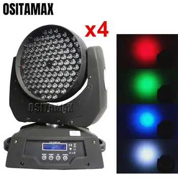 

4pcs LED Wash 108x3w RGBW Moving Head Disco Light Professional DJ Stage Lighting Equipment Wedding Decor Christmas Party Lights