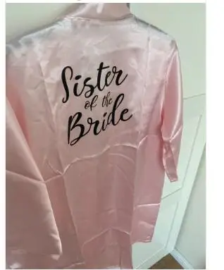 new bride bridesmaid robe with white black letters mother sister of the bride wedding gift bathrobe kimono satin robes