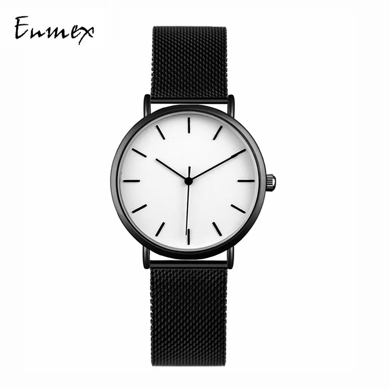 Enmex style lady gift  wristwatch Brief vogue simple stylish Black and white face elegant quartz clock fashion lady watch