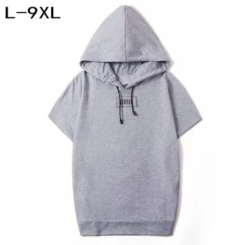 

TOP cotton men big size t shirt with hooded fat guy plus size men's short-sleeve T-shirt hip hop L-5XL 7XL 8XL 9XL bust 160cm