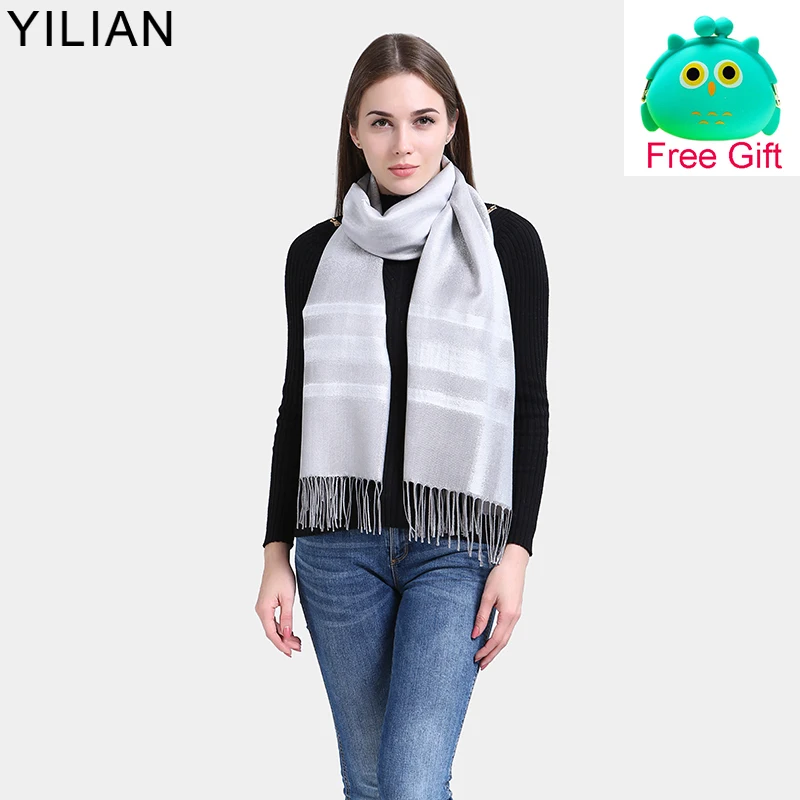 

YILIAN Brand Striped Soft Fashion Scarf for Women Tassel Long Winter Shawl Pashmina Neckerchief Top Quality JMS021