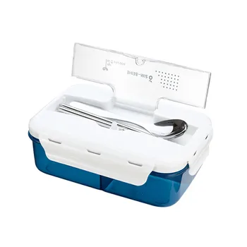 

1000ml Healthy Plastic Lunch Box With Soup Bowl and Spoon Leak-Proof 3 Partition Food Container Eco-Friendly