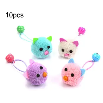 

10 Pcs/Pack Durable Plush Mouse with Bell Stretch Ball Teeth Cleaning Molar Playing Entertainment Interactive Pet Cat