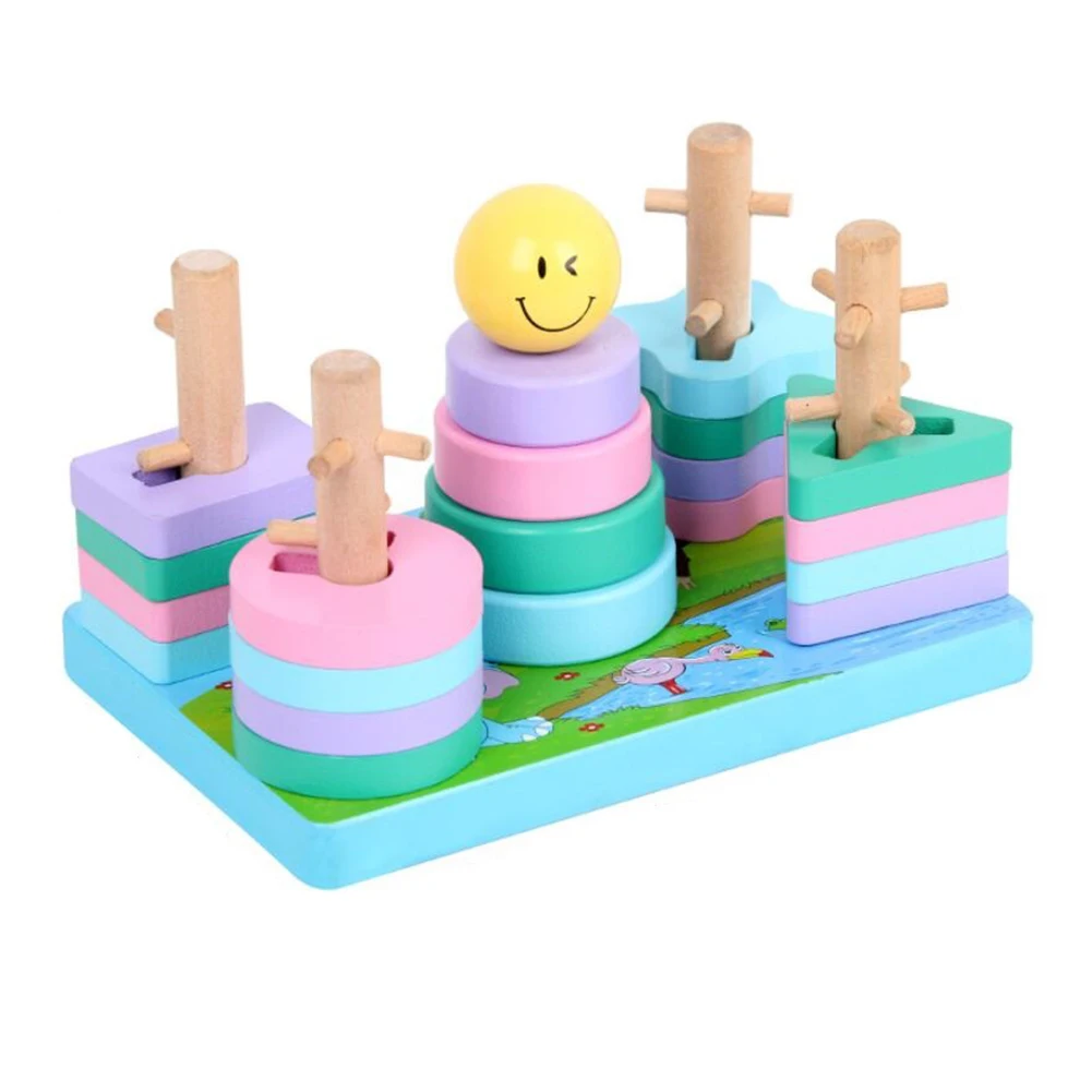 Игрушка montessori Детские деревянные развивающие игрушки для детей младшего возраста практиковать способность в виде геометрических фигур, подходящая для игры - Цвет: 2