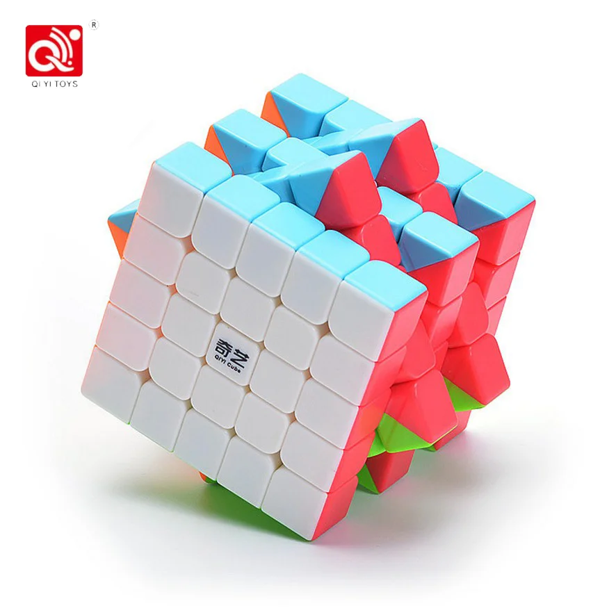 QIYI 5x5x5 магический скоростной кубик, наклейка, менее Профессиональный 5-слойный конкурс, кубики-головоломки, развивающие игрушки для детей