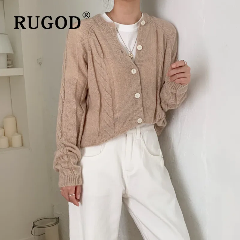 RUGOD, Ретро стиль, однотонный, элегантный свитер, твист, узор, кардиган, Simplee, зимние топы для женщин, трикотаж, корейский стиль, на каждый день, осень