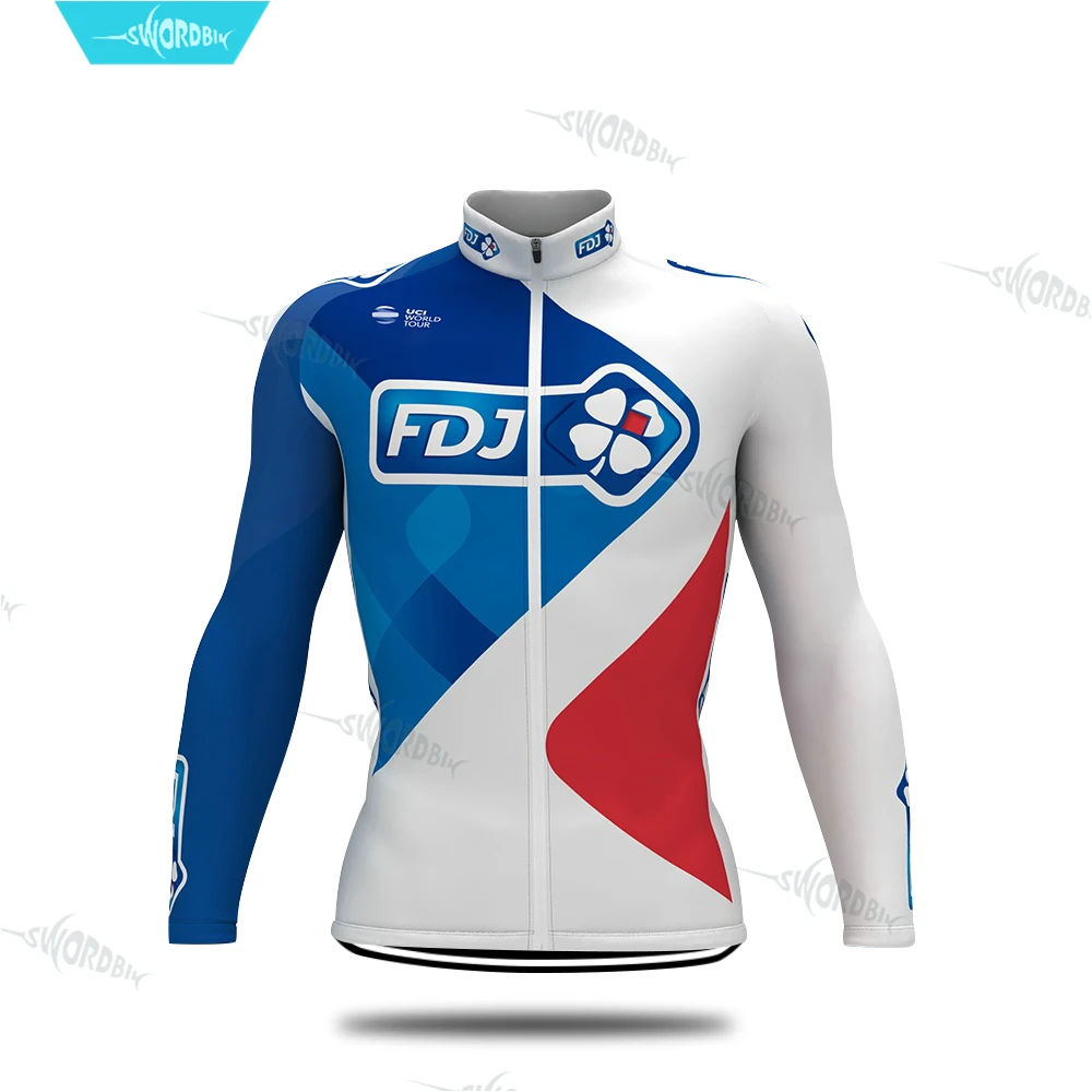 FDJ Pro Team велосипедная одежда с длинным рукавом Одежда Джерси набор мужской комплект Cycl Одежда дышащая быстросохнущая Ropa Ciclismo - Цвет: Long Sleeve Jersey
