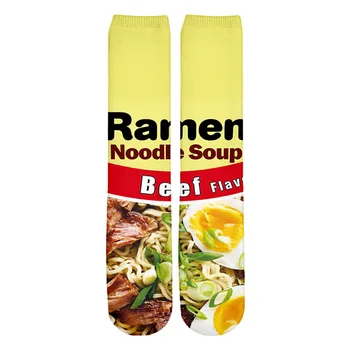

High quality funny cotton socks summer New Fashion 3d socks beef ramen Printed Men/Women casual Sock Basketball socks