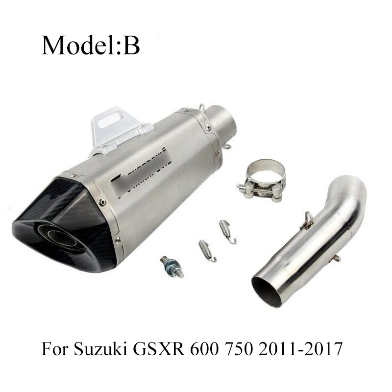 Слипоны GSXR 600 750 выхлопная труба для мотоцикла глушитель среднего подключения модифицированный для 2008- Suzuki GSXR 600 750