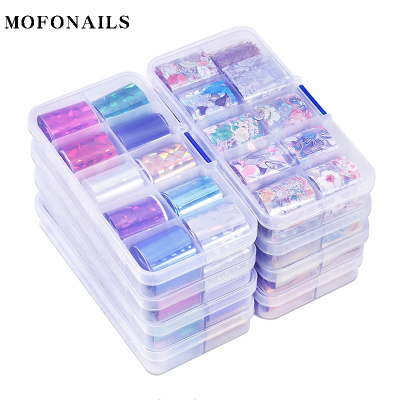 

10 Rolls/box Transfer Nail Foil 10 Designs Foil Sticker Sliders Transfer Starry Foil For Decoration Nail Tips Art Sticker Foils