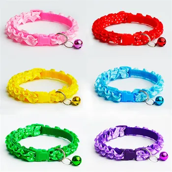 

2Pcs Pet Collar Lace Pet Cat Dog Puppy Collars Dot Pattern Adjustable Comfortable Beauty Neck Chain With Bell Small Animals
