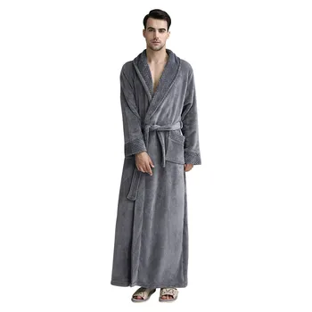 

JAYCOSIN Men Bathrobe Winter Solid Thicken Velvet Robe Bathrobe Gown Pajamas men Sleepwear Pocket Waistband Sleepwears robes