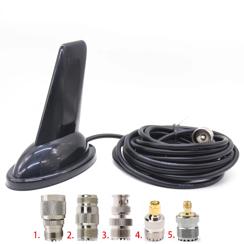 PL-259 to N SMA BNC Shark Fin Design VHF UHF 144/430Mhz Dual Band Antenna for QYT KT-7900D 8900 BJ-328 BJ-318 BAOFENG | Мобильные