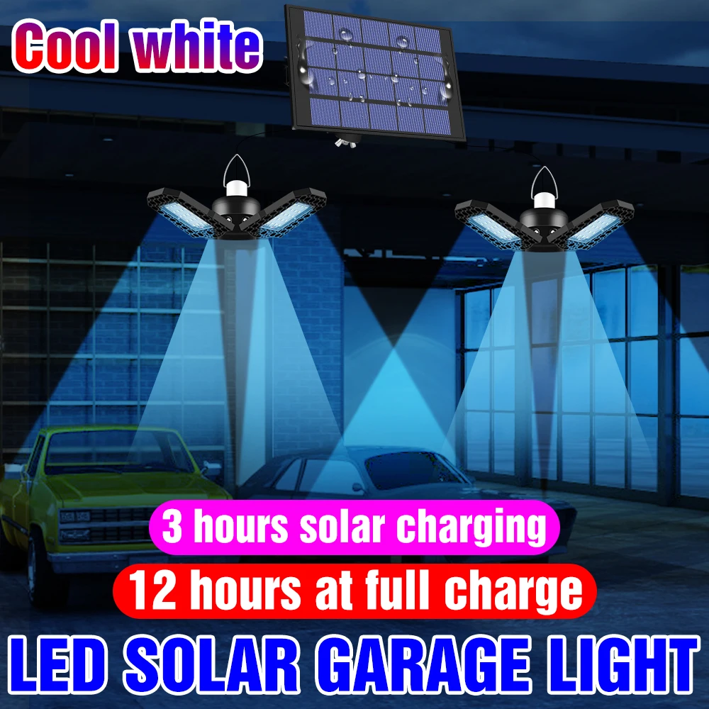 

Solar Pendant Light Outdoor LED Emergency Lamp 60W 80W Garage Light Bulb LED Double Head Solar Energy Lamp Courtyard Lighting