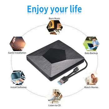 

USB3.0 External CD DVD Universal Drive, Portable USB / Type-C External Optical Drive CD / DVD Burner(2 Pack)
