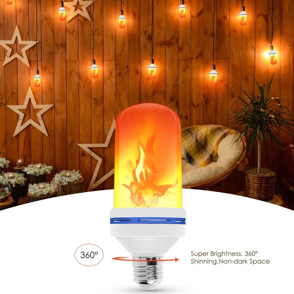 2020E27 Led Flame Lamps LED Bulbs Fire Effect Light Bulb Led Fire Bulb Effect Flickering Emulation Flame Lamp Christmas Decorate - Испускаемый цвет: A145x60Yellow Light