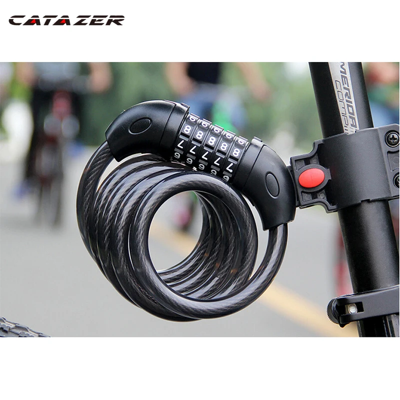 

Велосипедный замок со стальным тросом, 5 знаков кода, Спиральный Велосипедный Замок, аксессуары для велоспорта