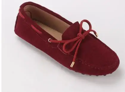 Женская обувь из натуральной кожи; женская обувь на плоской подошве; повседневные Лоферы без застежки; женская обувь на плоской подошве; женские мокасины с бантом-бабочкой - Цвет: wine red bean sole