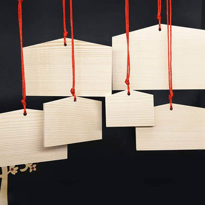 

50pcs Janpanese Temple Wishing Card Wooden Blessing Cards Blank Wood Hanging Decorative Tag Label Pendant