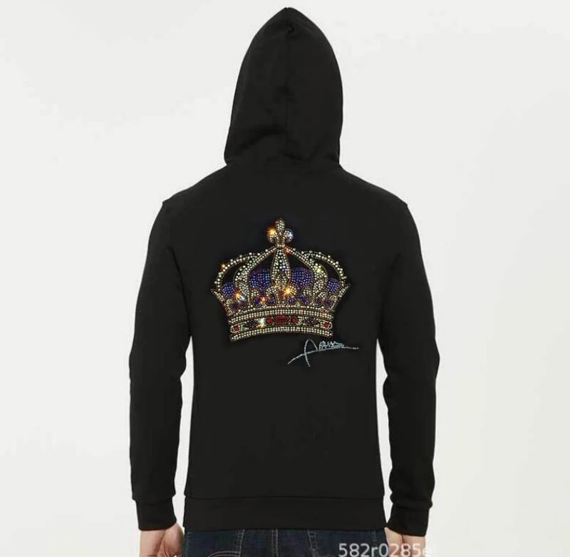 

4XL Rhinestone Sweatshirt Men Hoodie Hip Hop cotton Hooded Hoodies