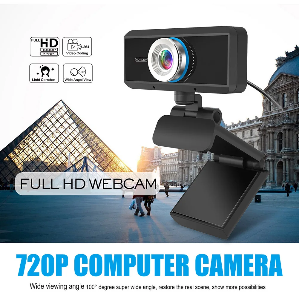 HD 1080P Веб-камера Встроенный микрофон Автофокус высокого класса Видеозвонок ПК ноутбук веб-камера DQ-Drop - Цвет: Black