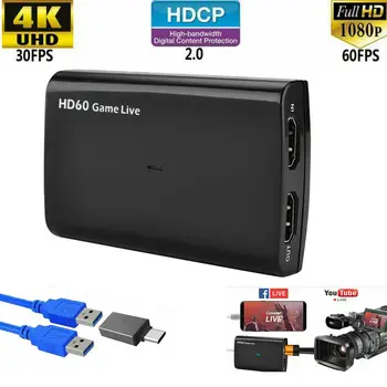 HDMI 비디오 캡처 박스 라이브 스트리밍 캡처 장치, 마이크 포함, 유튜브 Xbox 히트박스 PS3 용 HDCP 지원, EZCAP 321B, 재고 있음