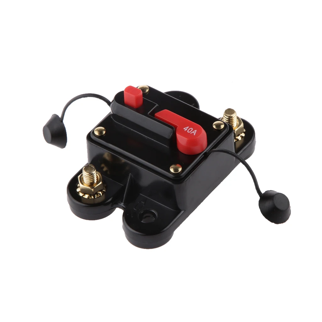 Car Stereo Audio Fuse Holder, Inline Inverter, 40A DC12V-24V Car Push Button Switches, Waterproof Circuit Breaker