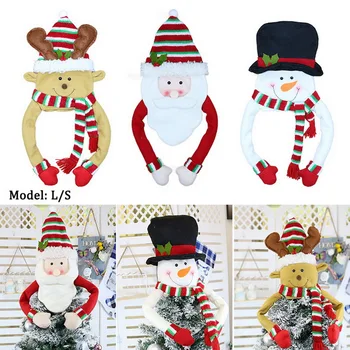 

Christmas Tree Topper Cute Top Hat Winter Party Tree Decorations Old Man Snowman Elk Ornament Christmas Decorations