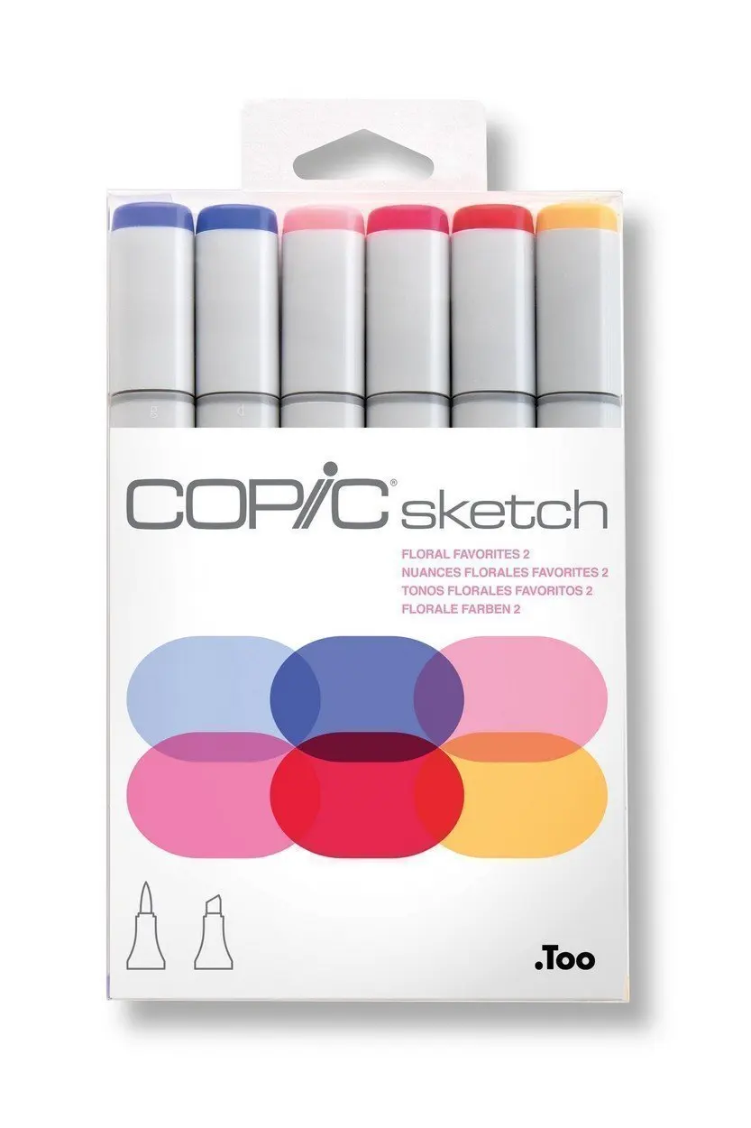 Set of markers on alcohol base Copic sketch floral 2 6 colors | Канцтовары для офиса и дома