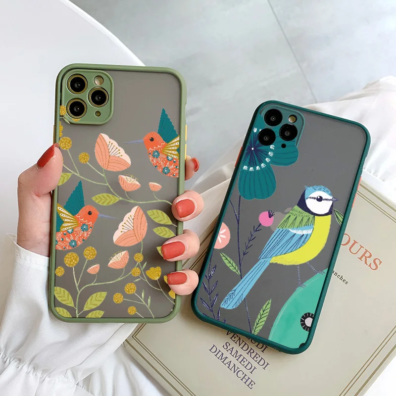 Floral Bird Design Phone Case With Owl & Swan Illustrations