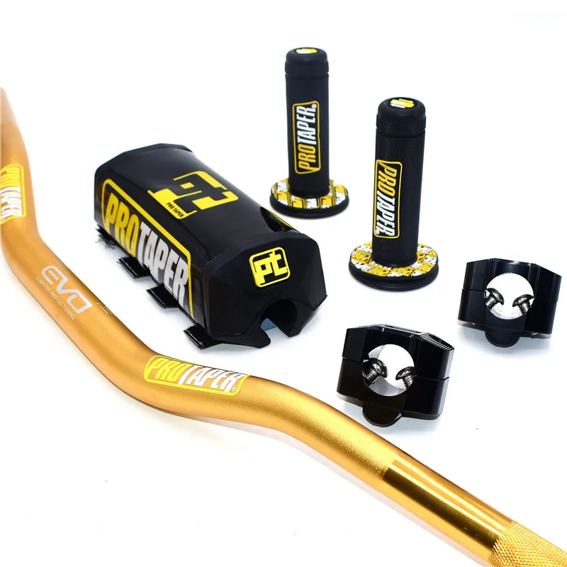 Руль для PRO Taper Pack Bar 1-1/" ручка бар колодки ручки Pit Pro гоночный Dirt Pit велосипед Мотоцикл CNC 28,5 мм адаптер - Цвет: Gold Black PT