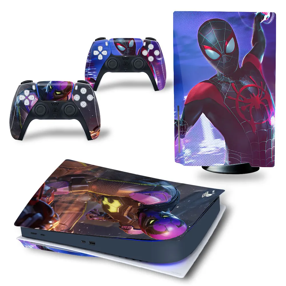 Darth Vader Iron Man PS5 Disk Skin Sticker Decal Cover for PlayStation 5 Console and 2 Controllers PS5 Disk Skin Sticker Vinyl 