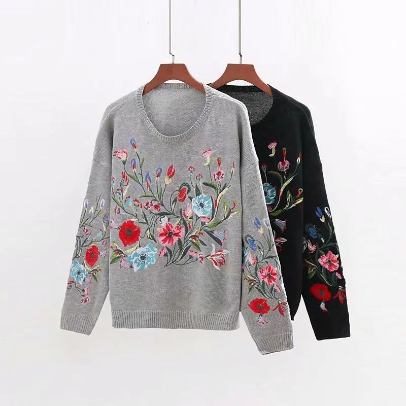 MEVGOHOT женский пол Embroidey осенний свитер винтажные Свободные Повседневные свитера HD1118